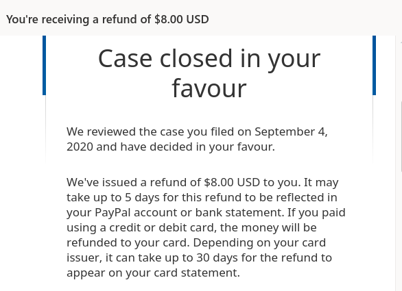 Paypal closed case