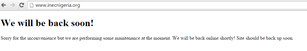 INEC MAINTENANCE PAGE