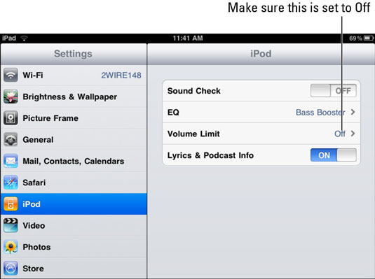 iPad settings