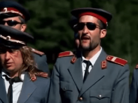 Russian soldiers singing to sunny Ade